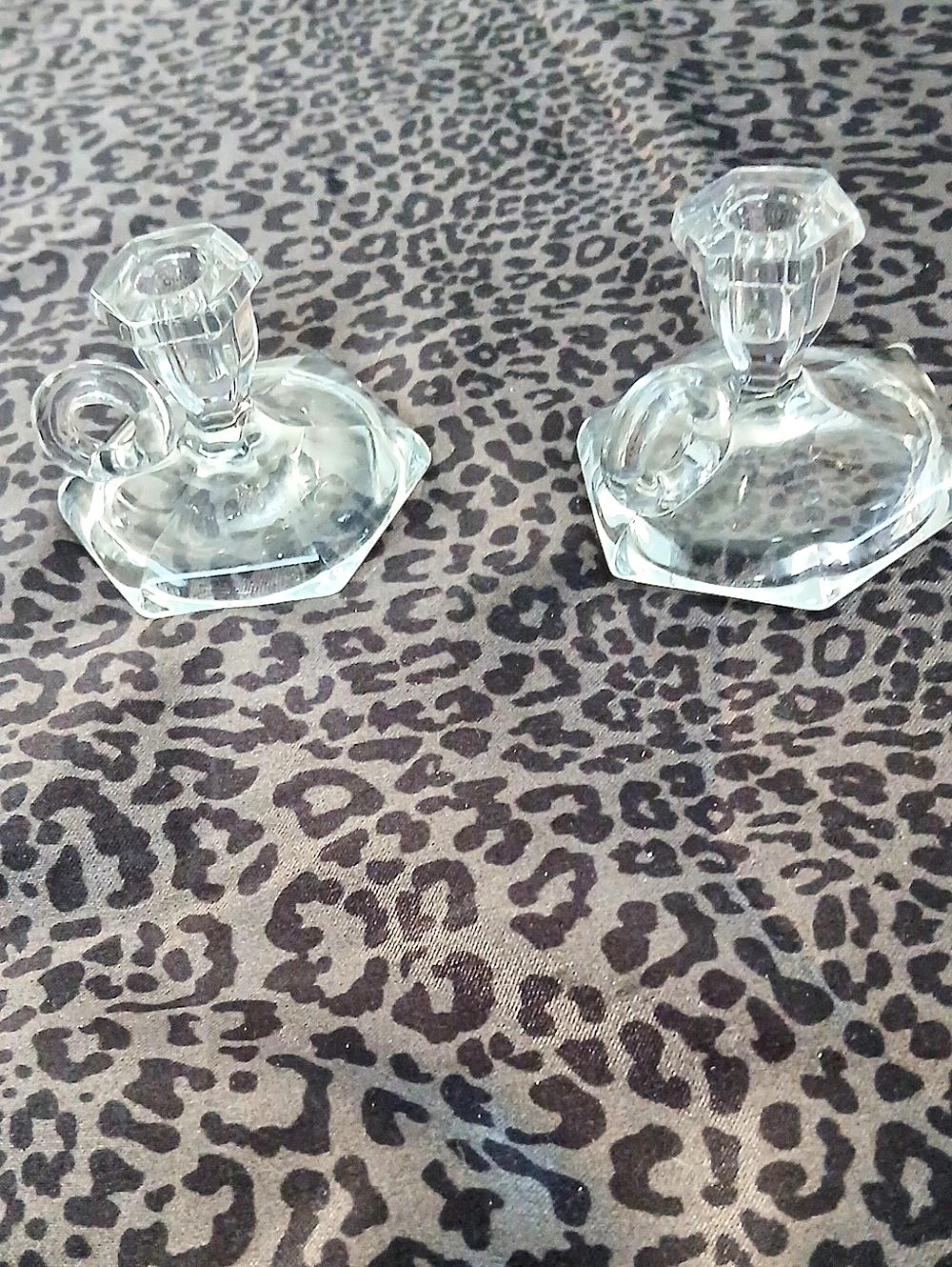 Clear Glass Candle Holders Set of 2
